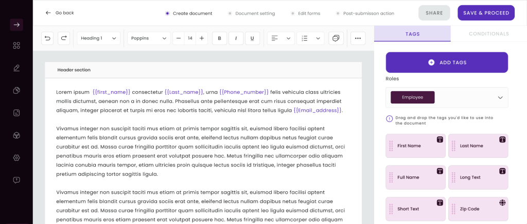 DoxFlowy editor as one of the best contract lifecycle management software